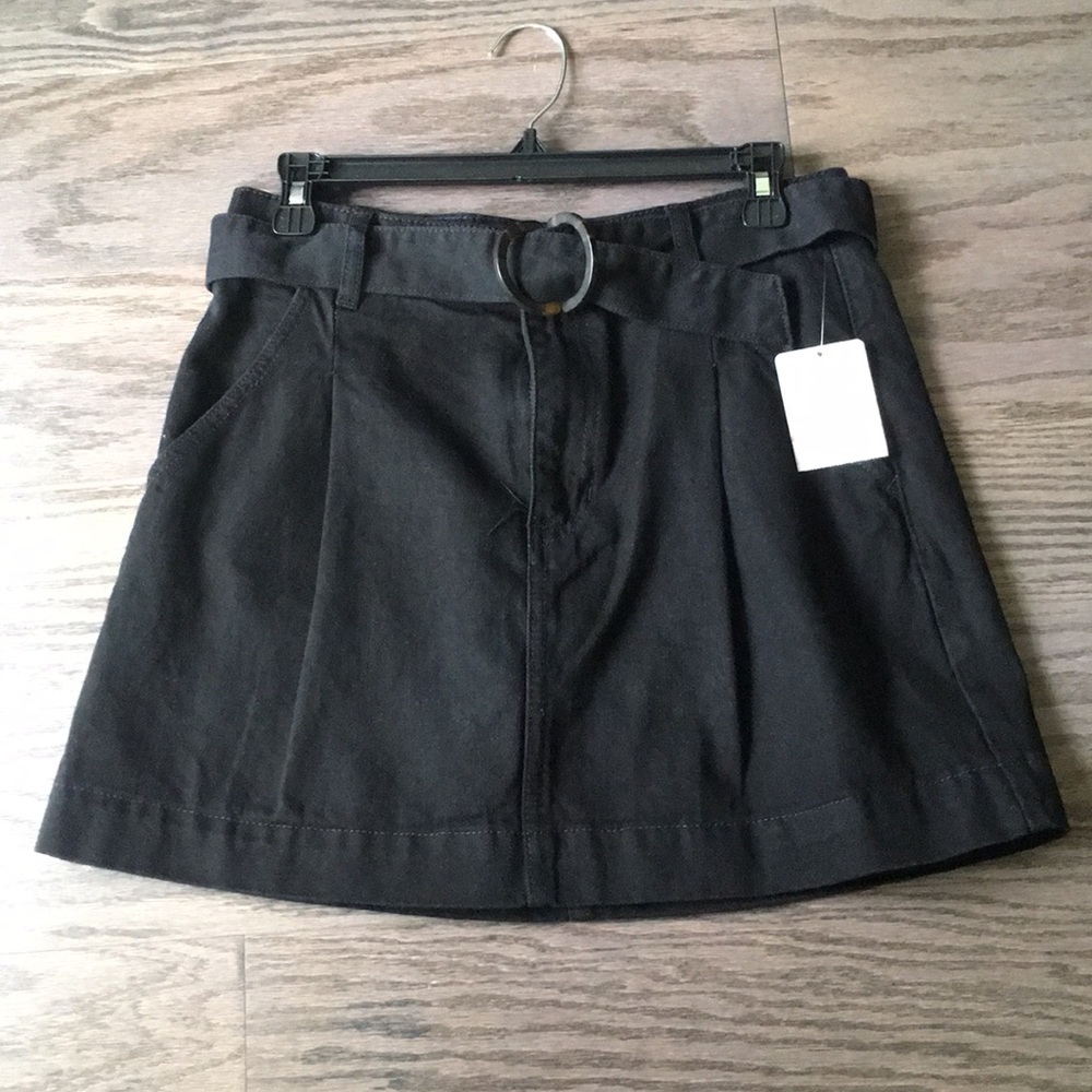 Free People black denim skirt